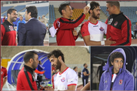 تحية أحمد حسن وشبيطه مع لاعبي الاهلي قبل مباراة بتروجيت