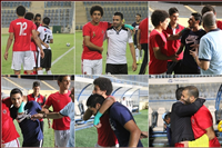 صور تحية محمد رزق مع لاعبي الأهلي ومتعب مع بيسرو بمباراة الجيش