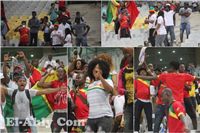 رقص جماهير غينيا على الأنغام في مدرجات المباراة الودية بين مصر وغينيا