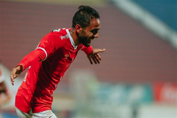 احتفالات لاعبي الأهلي بالأهداف الثلاثة أمام المصري